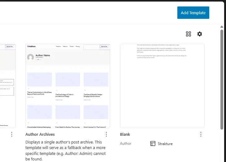 adding a custom template in WordPress editor