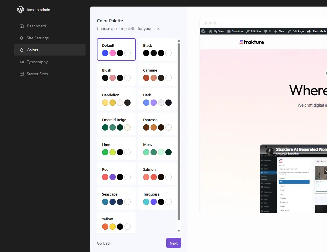 Strakture color palettes