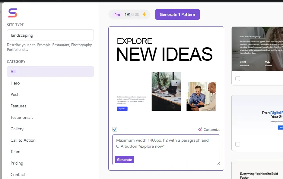 Strakture pattern custom prompts