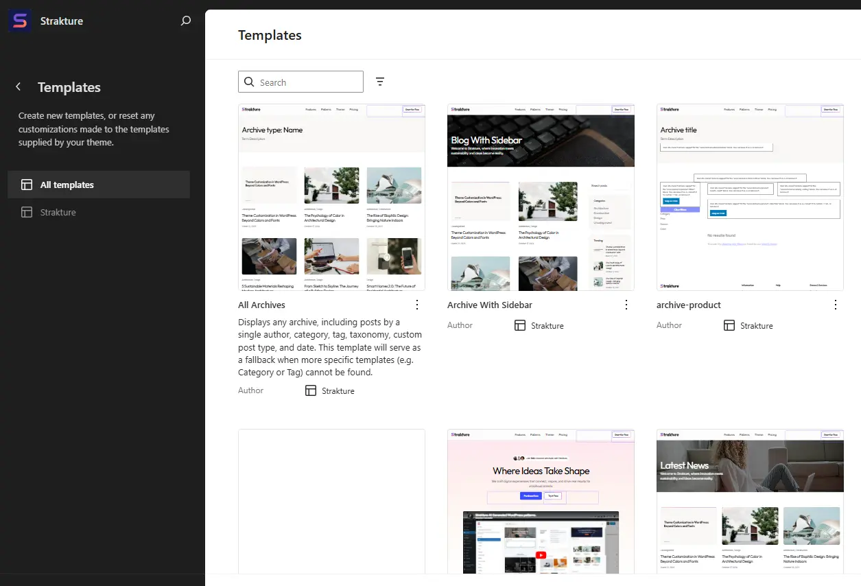 WordPress templates