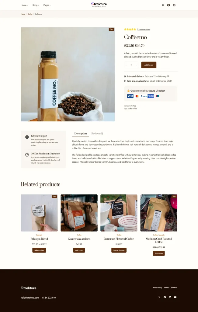 Strakture WooCommerce single product