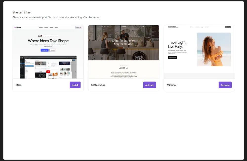 Strakture Starter Sites